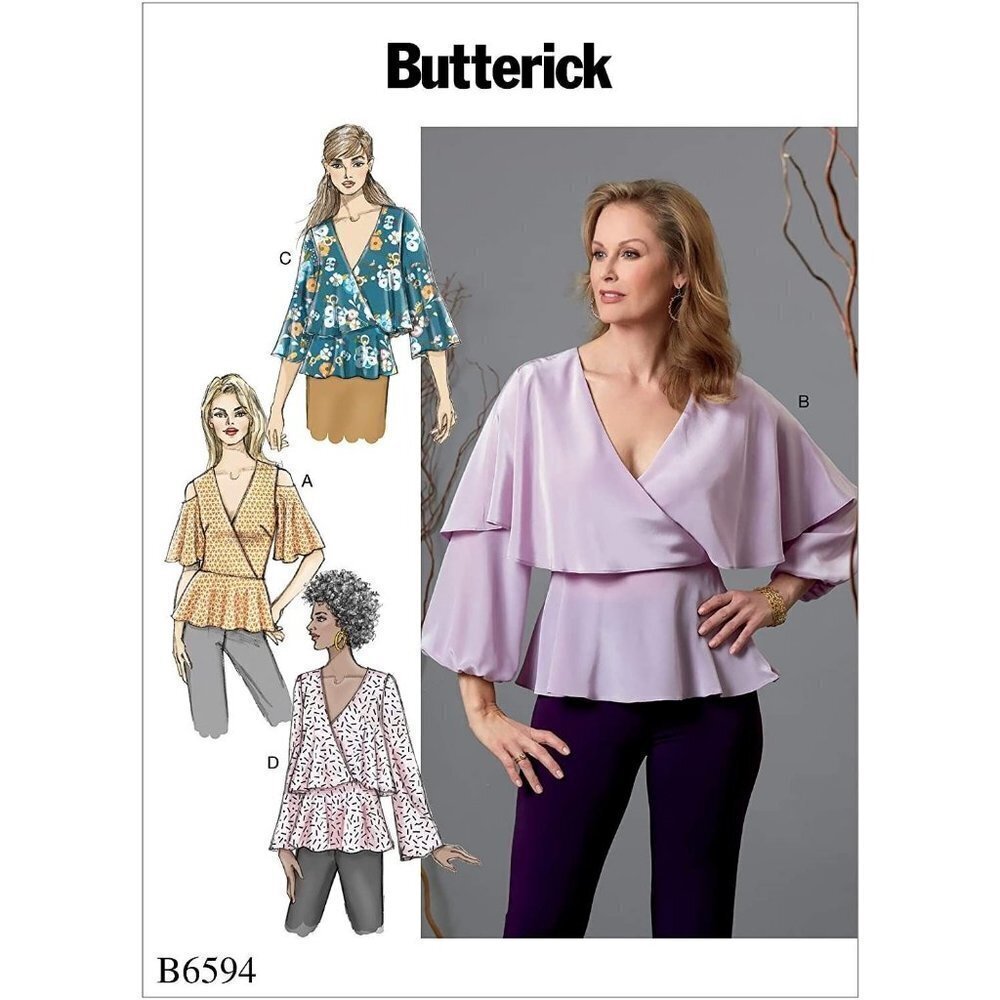 Butterick Sewing Pattern 6594 Women's Wrap V-Neck Blouse Size 6-14